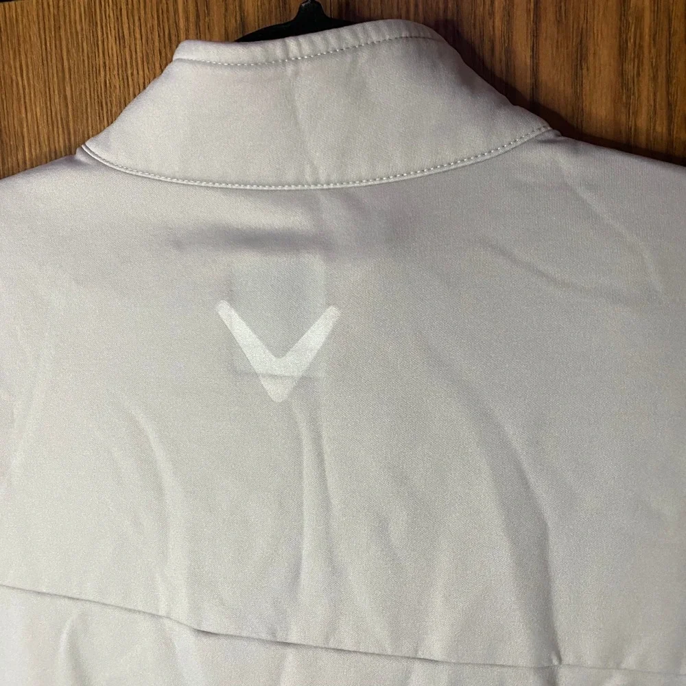 Callaway Golf Vest Mens XL Light Grey Weather Series Full Zip Fleece Lined Mock